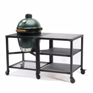 Big Green Egg | Modular Nest   Expansion Frame   Distressed Acacia Shelves