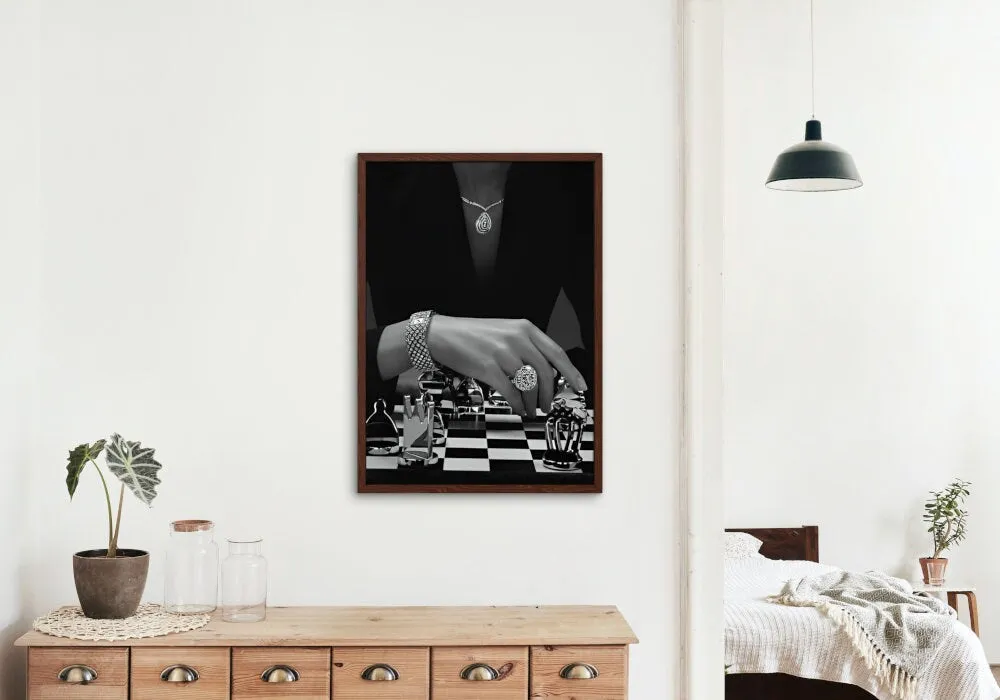 Black & White Luxury Fashion Chess Poster PRINTABLE ART, Fashion Editorial, Chess Wall Art, Success Poster, Luxury Fashion Art, Luxury Aesthetic