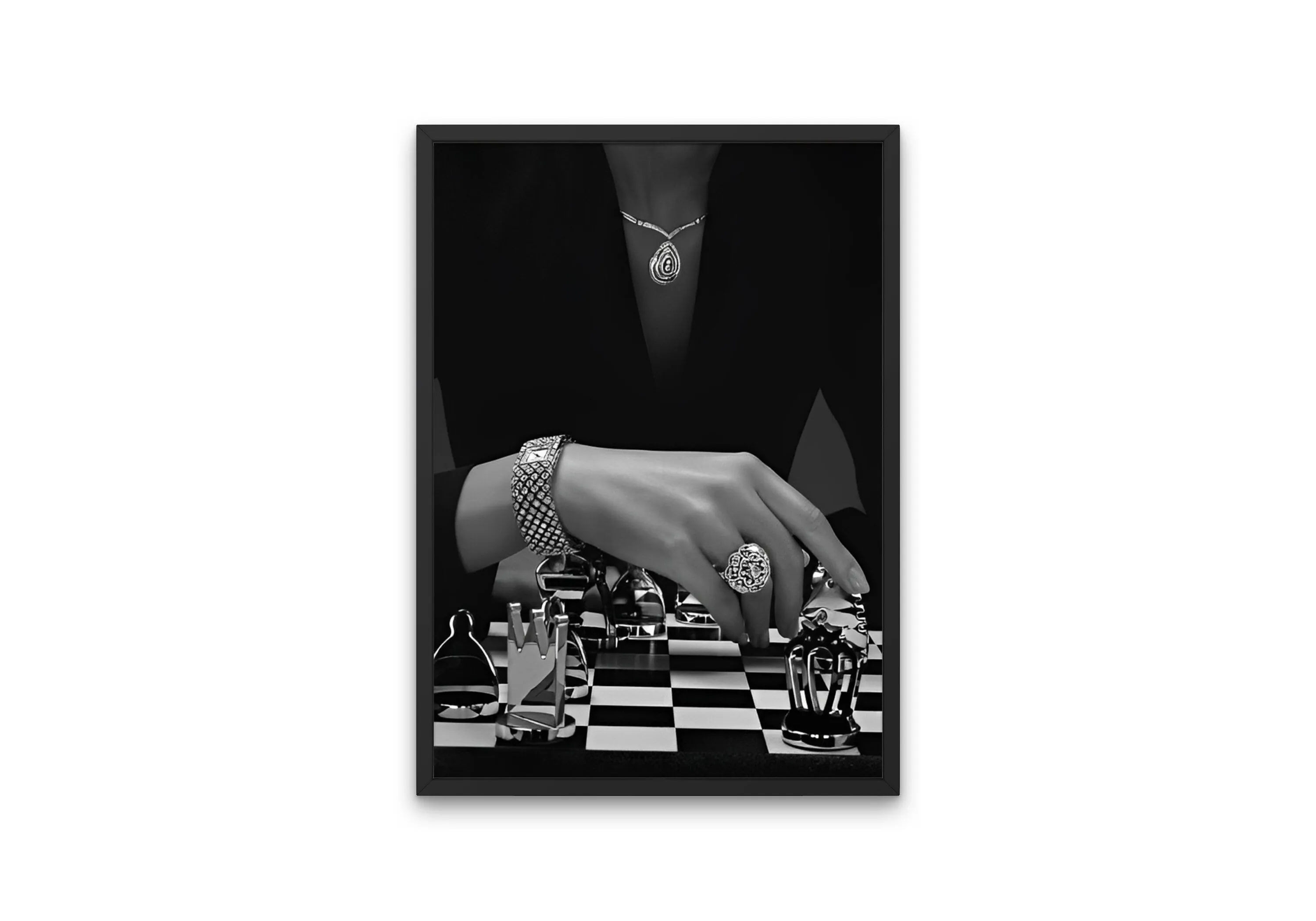 Black & White Luxury Fashion Chess Poster PRINTABLE ART, Fashion Editorial, Chess Wall Art, Success Poster, Luxury Fashion Art, Luxury Aesthetic