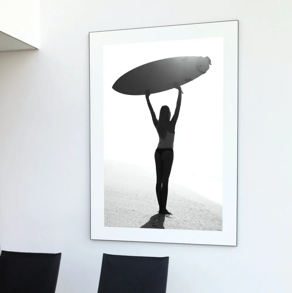 Black & White Surfer Girl Poster INSTANT DOWNLOAD Art Print, Surfer Room Decor, Surfer Girl Print, Groovy Poster, Beach House Poster, Surfer Wall Art