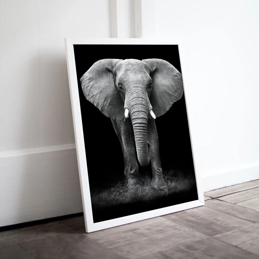 Black And White Elephant Poster PRINTABLE ART, Cool Poster, Wilderness Photography, Scandinavian Style, Animal Wall Art, Nature Inspired, Black And White Animal Poster