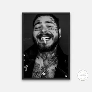 Black And White Post Malone Poster PRINTABLE WALL ART, Designer Wall Art, Printable Luxury Fashion Wall Art, Hypebeast Poster, Black White Décor