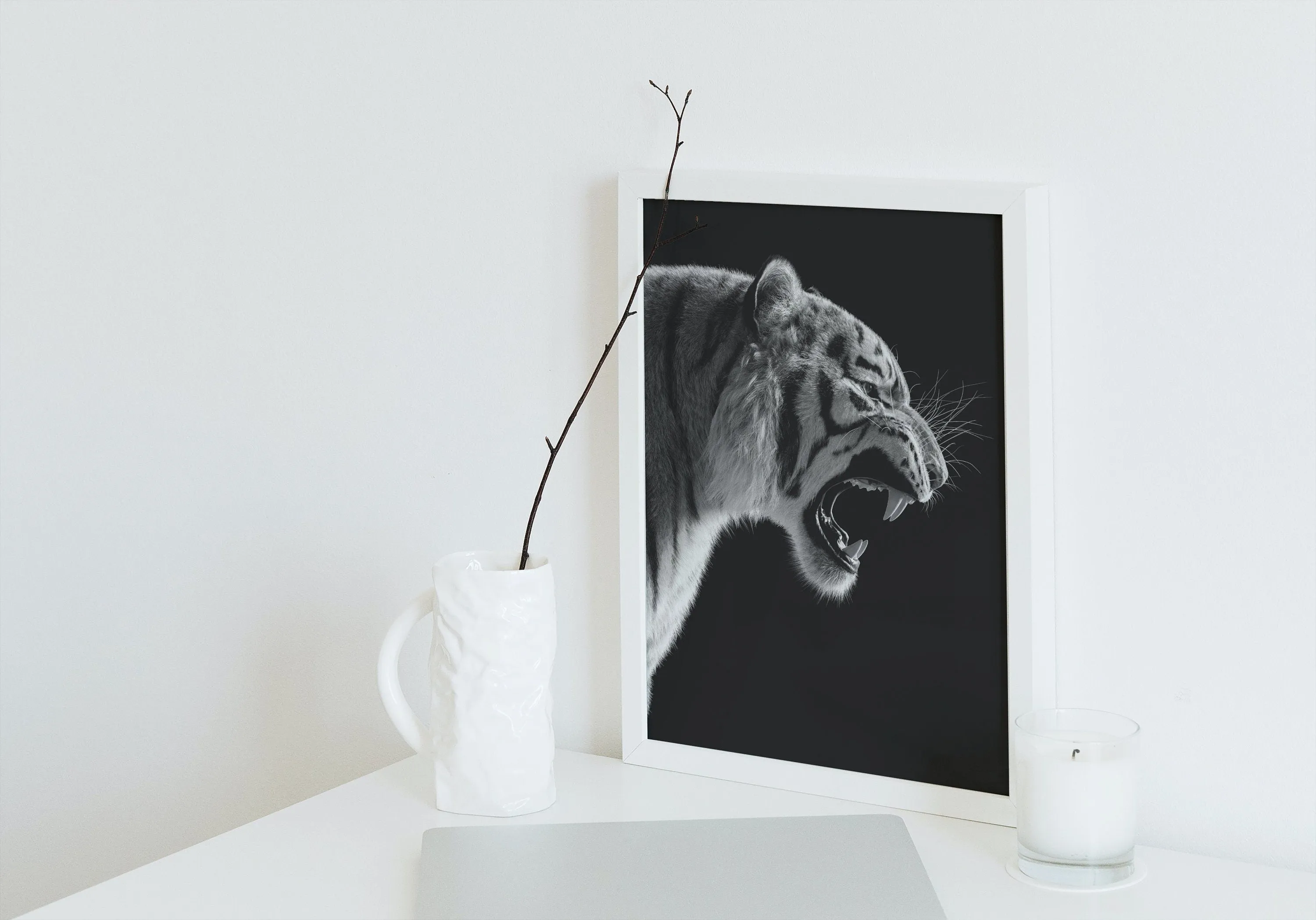 Black And White Tiger Poster PRINTABLE WALL ART, Black & White Animal Posters, Fashion Print, Tiger Lover Gift, Tiger Head, Glam Decor, Chic