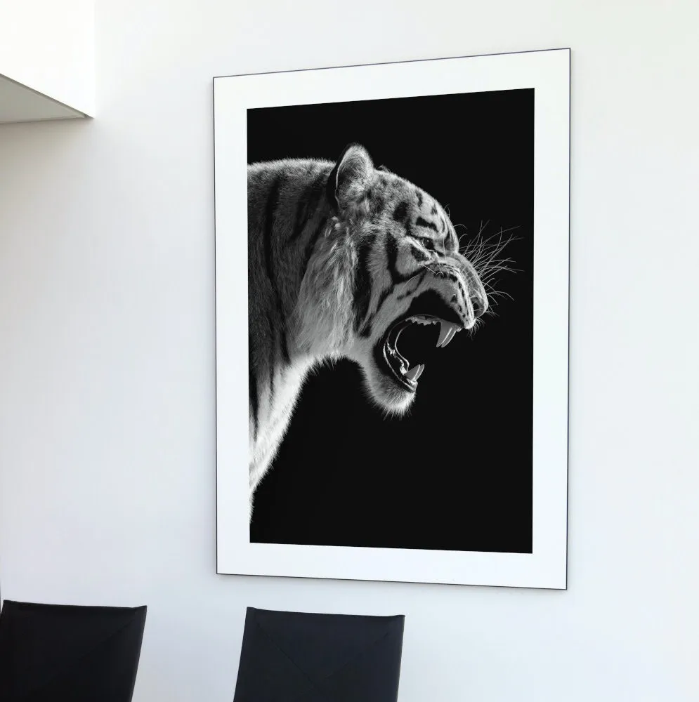 Black And White Tiger Poster PRINTABLE WALL ART, Black & White Animal Posters, Fashion Print, Tiger Lover Gift, Tiger Head, Glam Decor, Chic