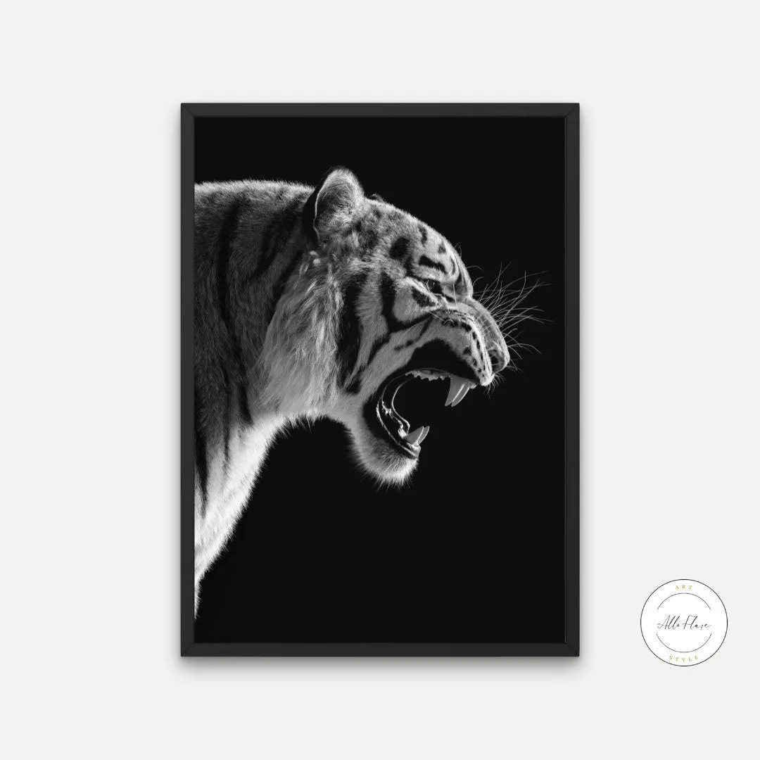 Black And White Tiger Poster PRINTABLE WALL ART, Black & White Animal Posters, Fashion Print, Tiger Lover Gift, Tiger Head, Glam Decor, Chic