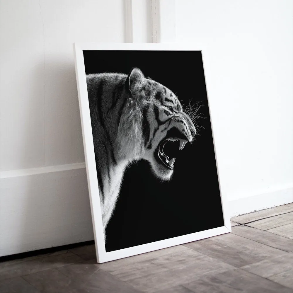 Black And White Tiger Poster PRINTABLE WALL ART, Black & White Animal Posters, Fashion Print, Tiger Lover Gift, Tiger Head, Glam Decor, Chic