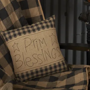 Black Check Prim Blessings Pillow 12"