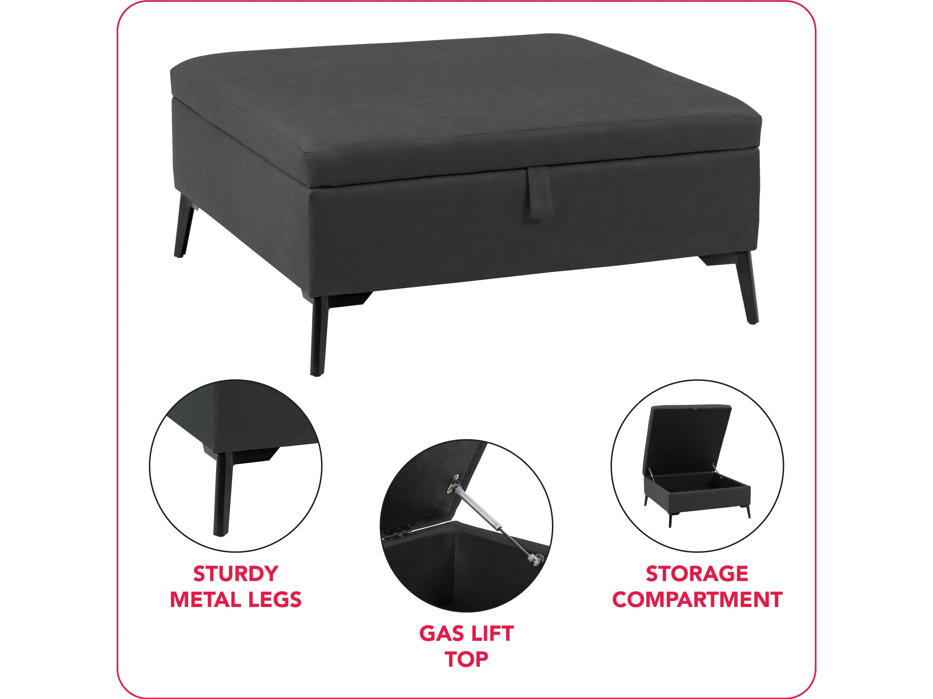 Black Mid-Century Modern Ottoman