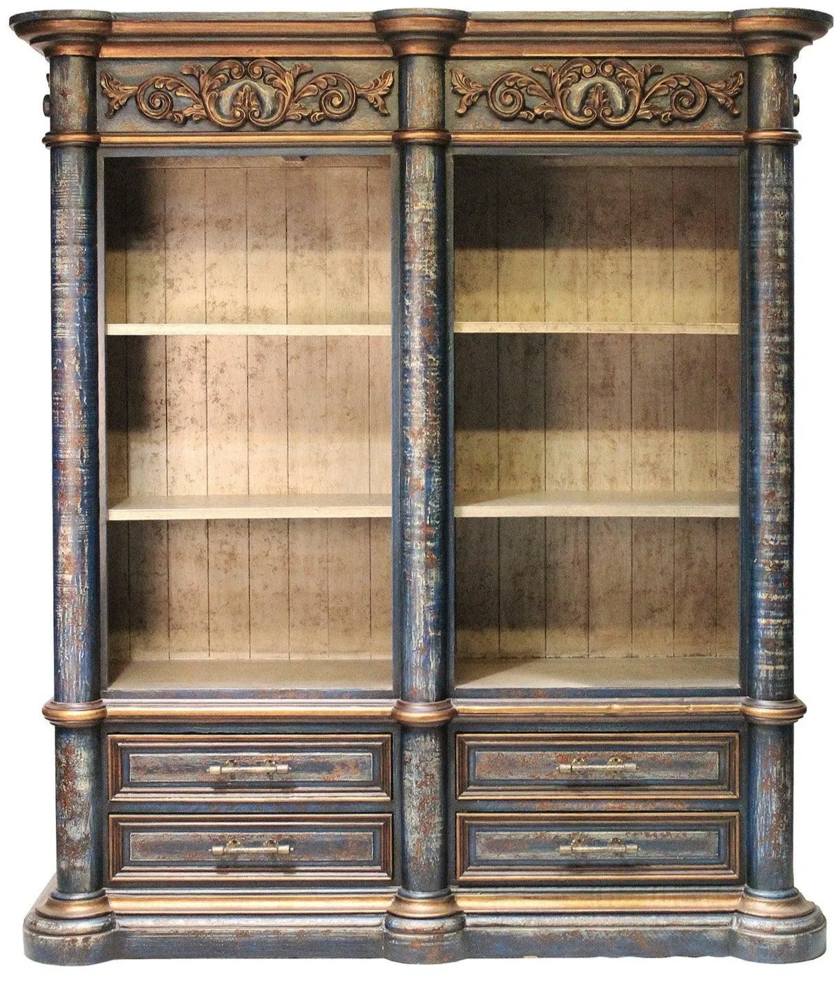 Blue Denim Amelie Carved Bookcase