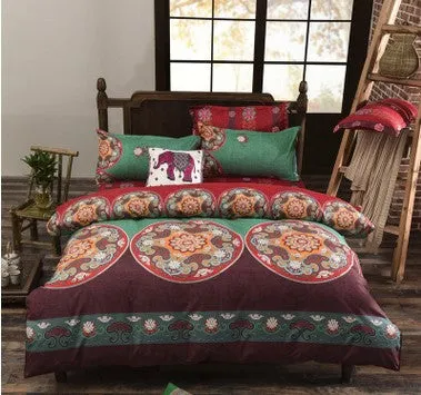 Bohemia 4 /3PCS3d  bedding sets Sham Boho Mandala duvet cover set winter bedsheet queen king size Cotton folk-custom Bed set