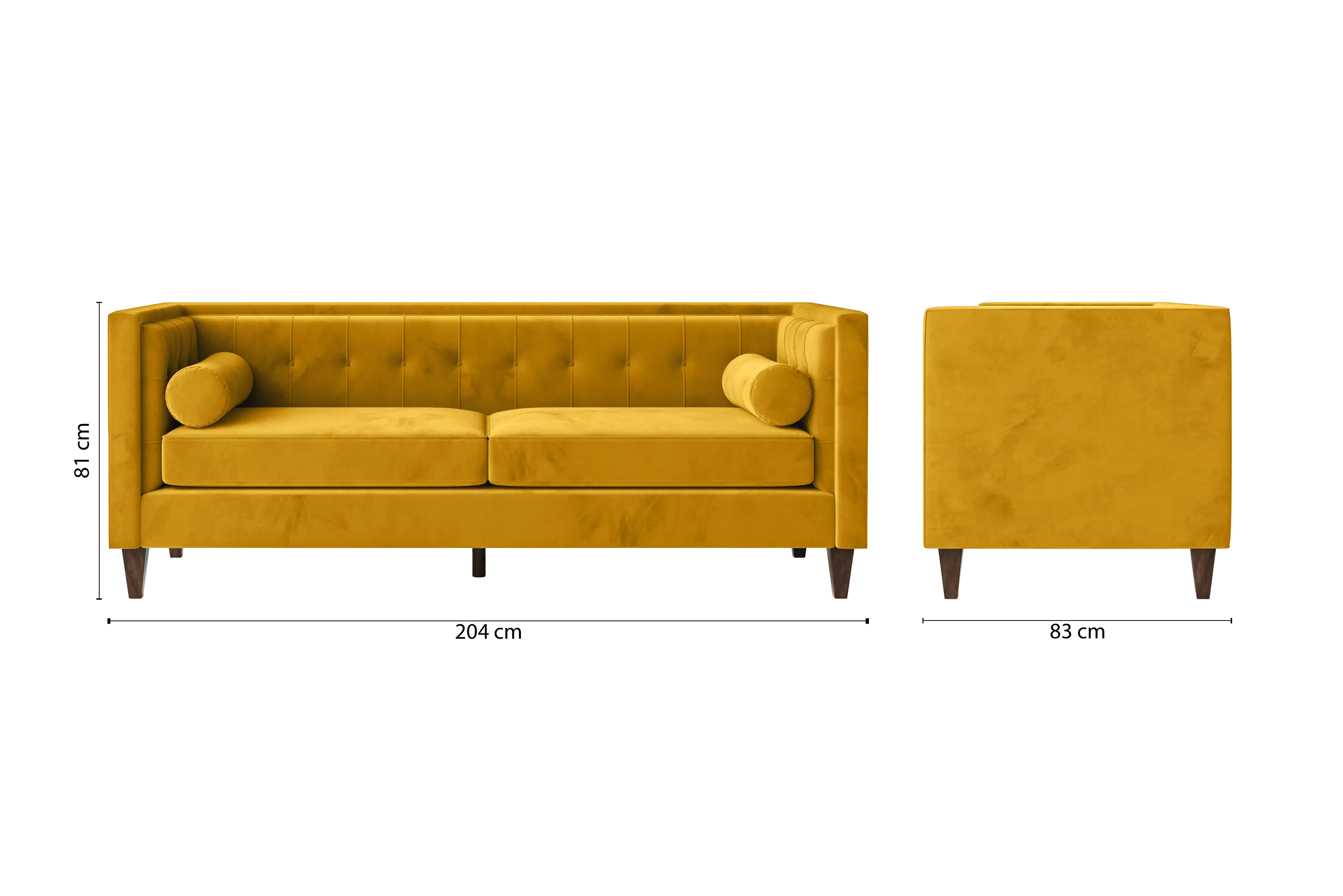 Brescia 3 Seater Sofa Yellow Velvet