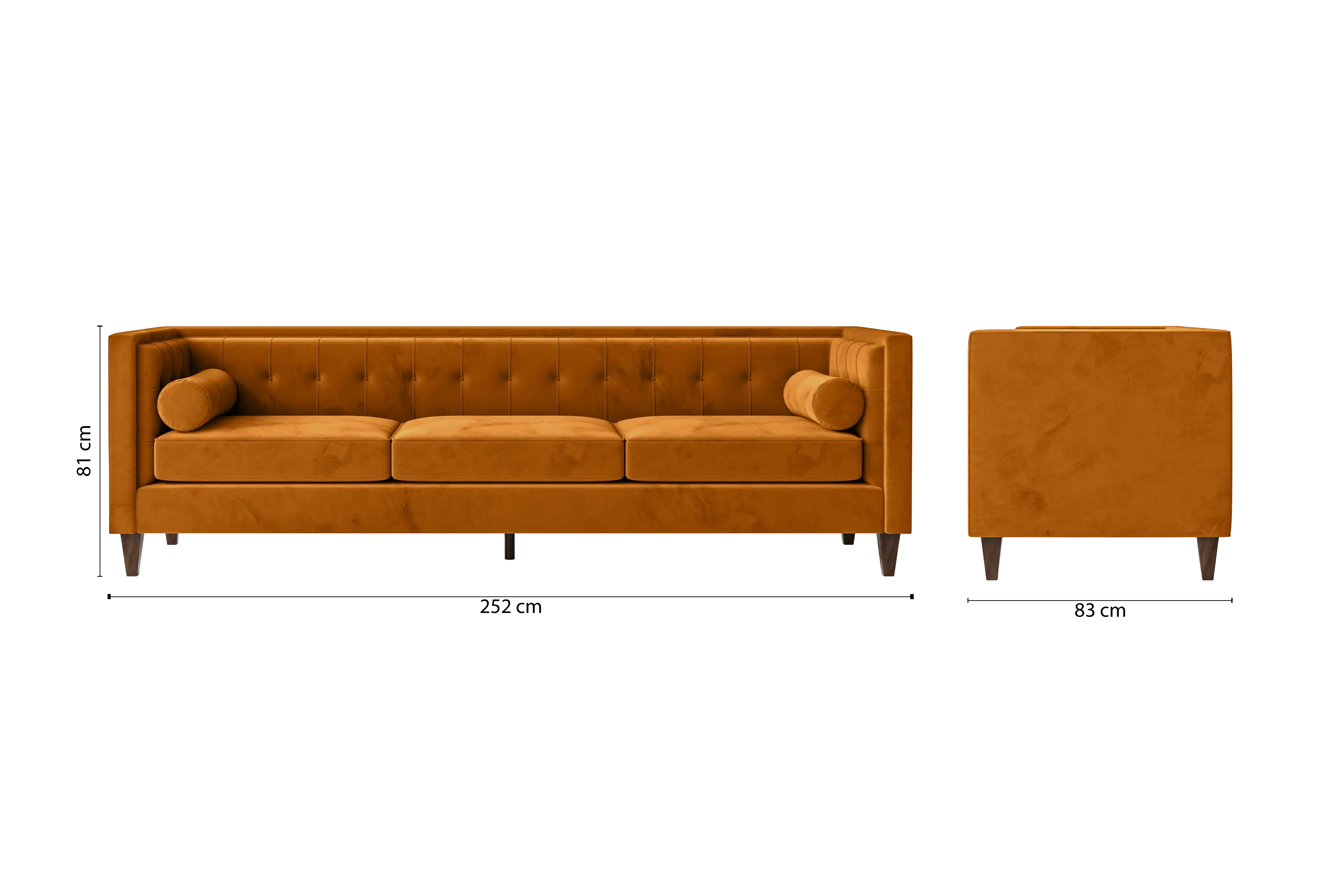 Brescia 4 Seater Sofa Gold Velvet