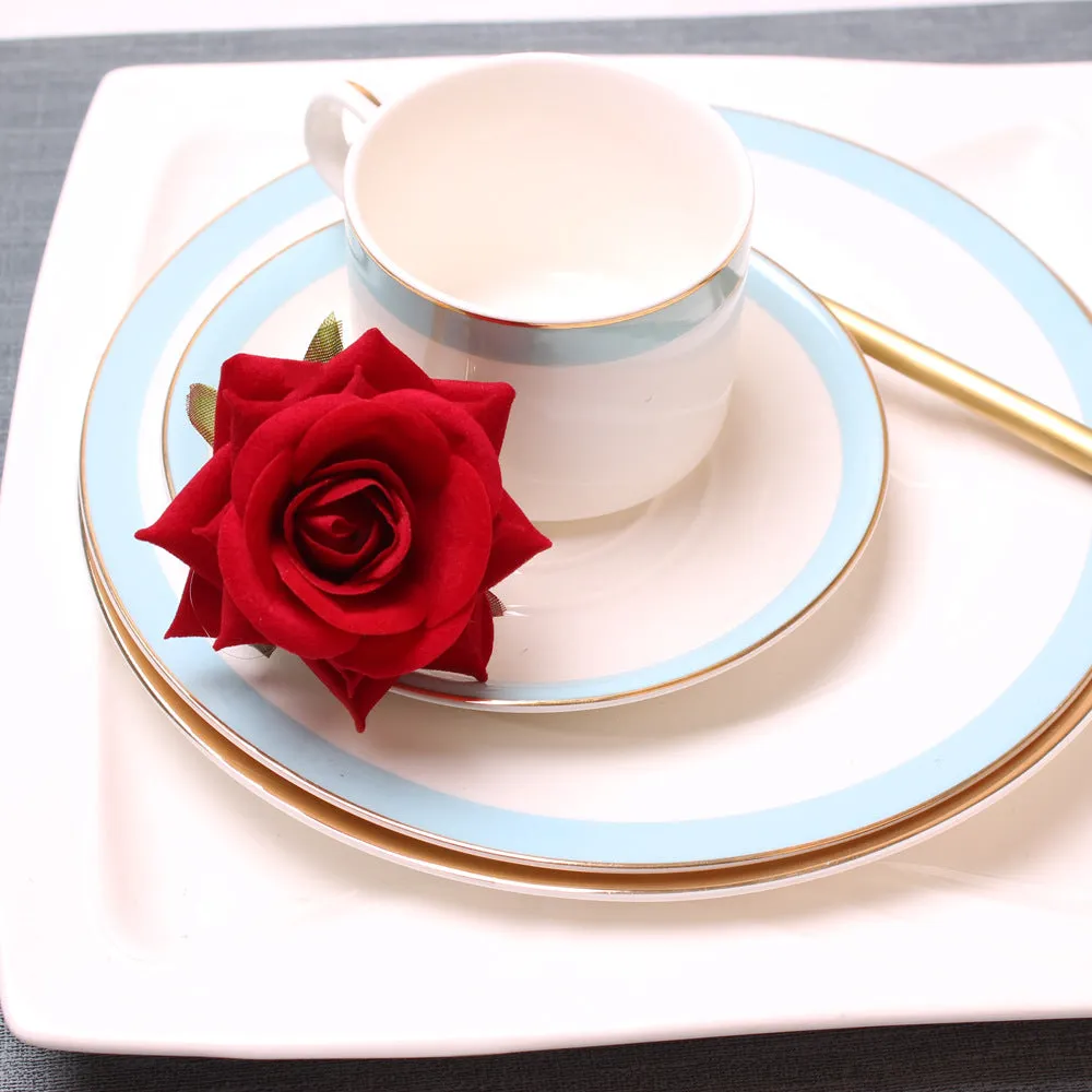 Bulk Set of 6pcs Artificial Rose Napkin Rings with Gold Metal Holder Wholesale