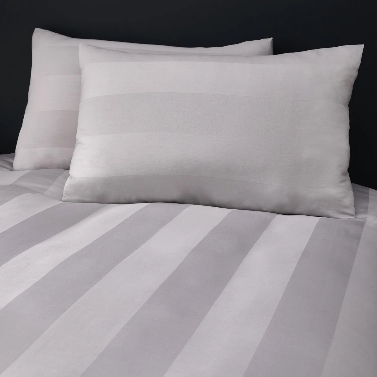 Capri Silver 200 Thread Count 100% Cotton Satin Stripe Duvet Set