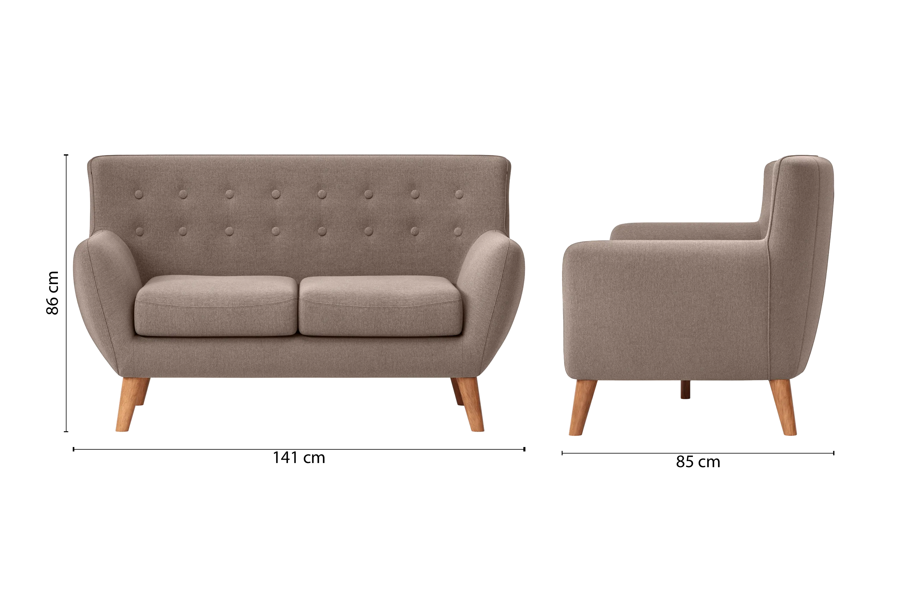 Casoria 2 Seater Sofa Caramel Linen Fabric