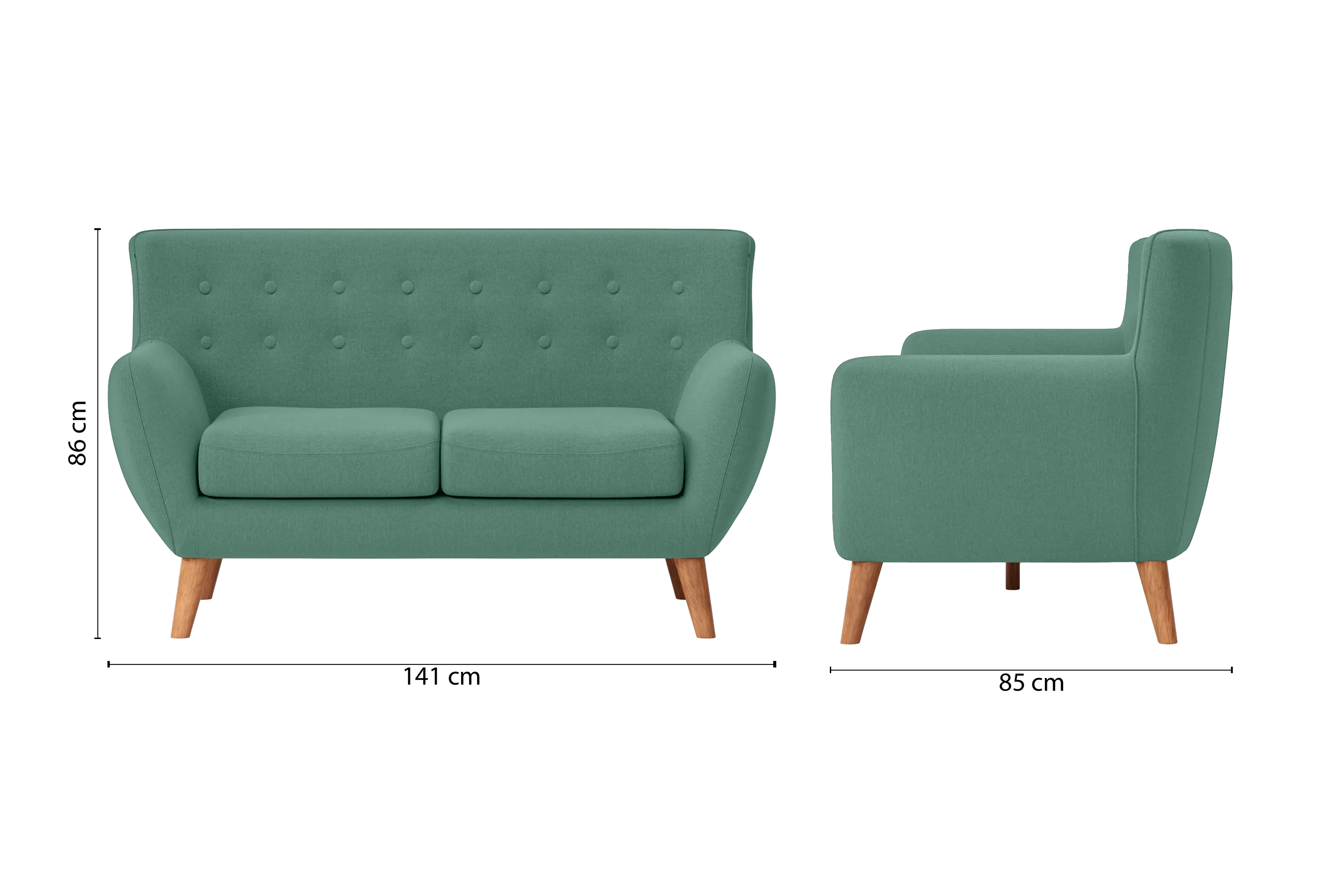 Casoria 2 Seater Sofa Mint Green Linen Fabric