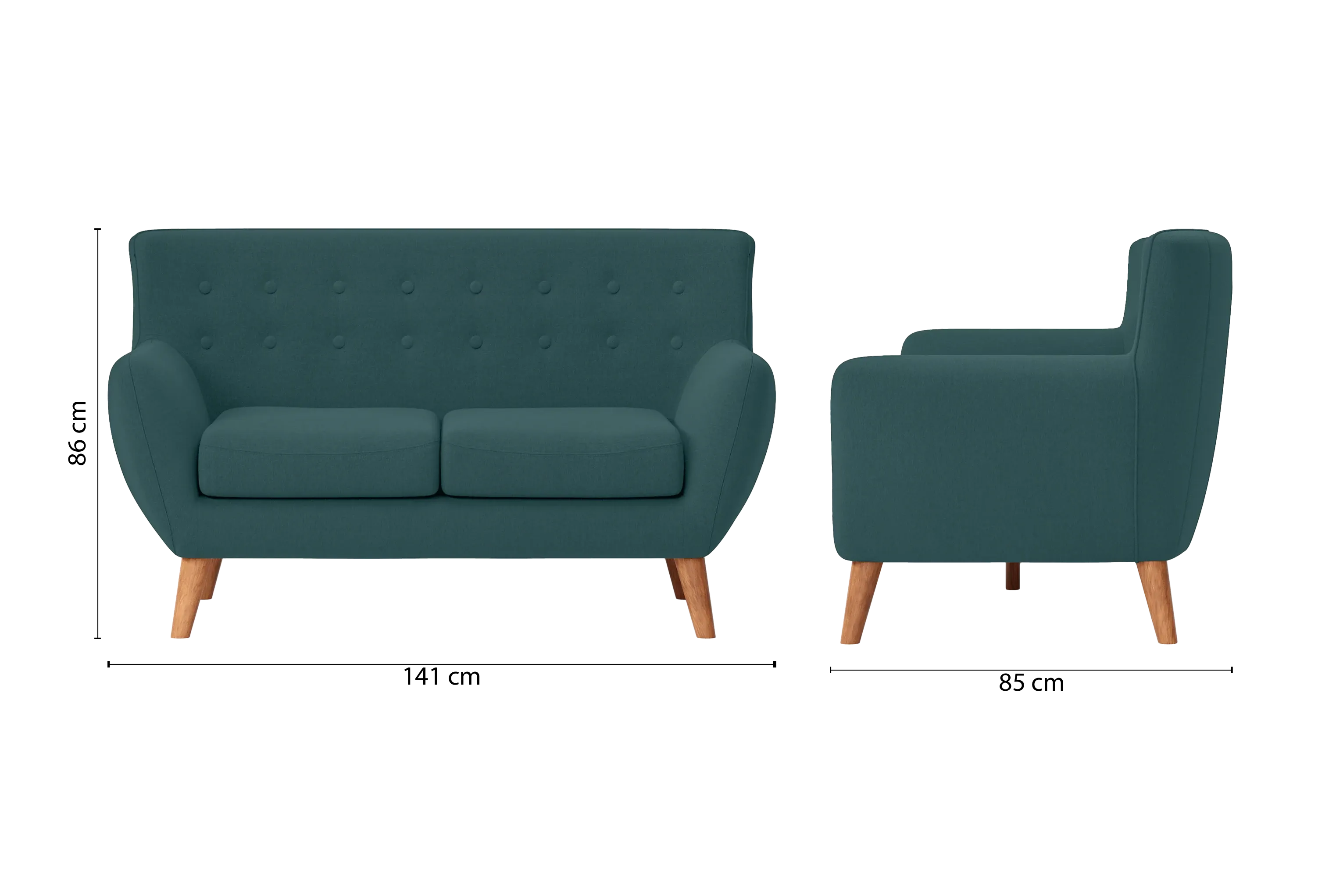 Casoria 2 Seater Sofa Teal Linen Fabric