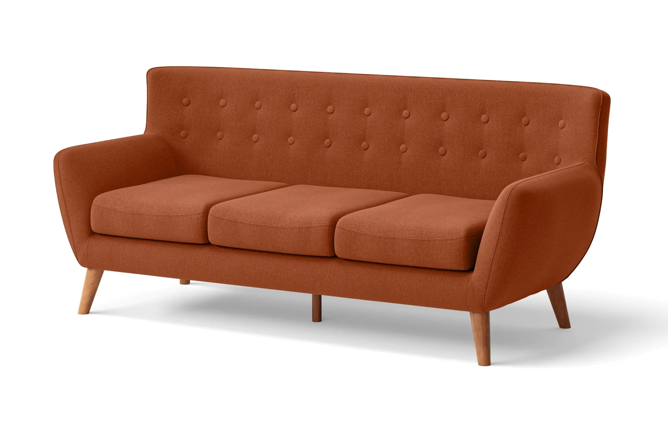 Casoria 3 Seater Sofa Orange Linen Fabric