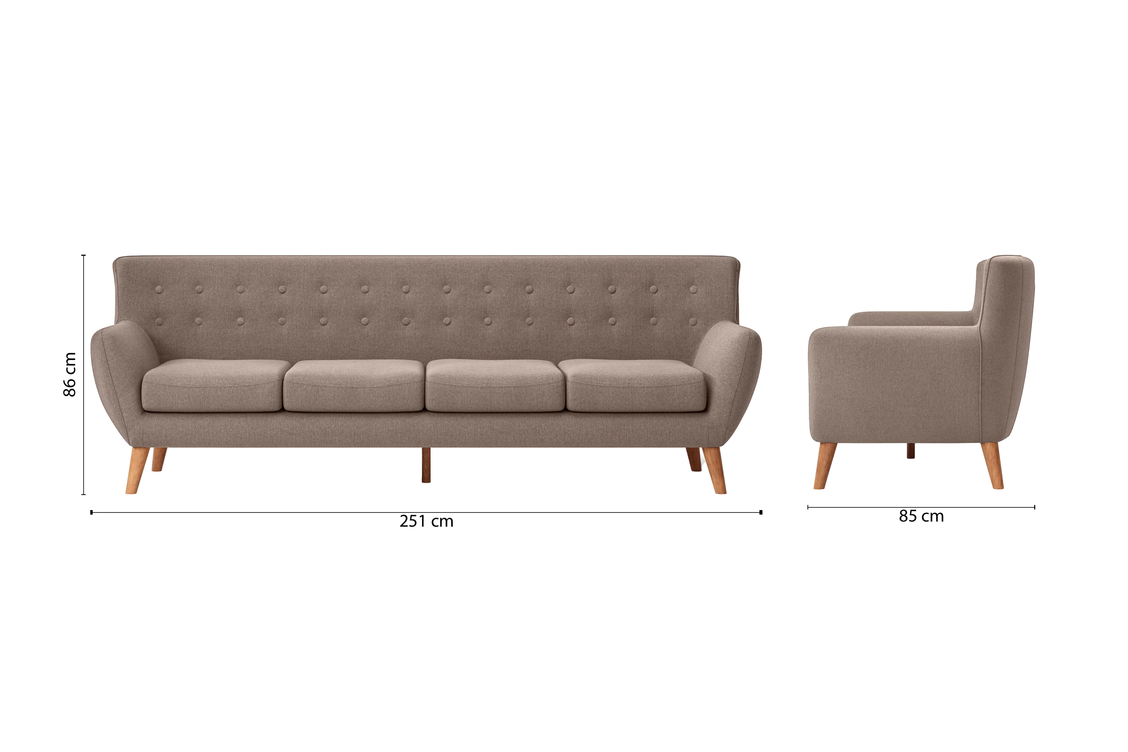 Casoria 4 Seater Sofa Caramel Linen Fabric