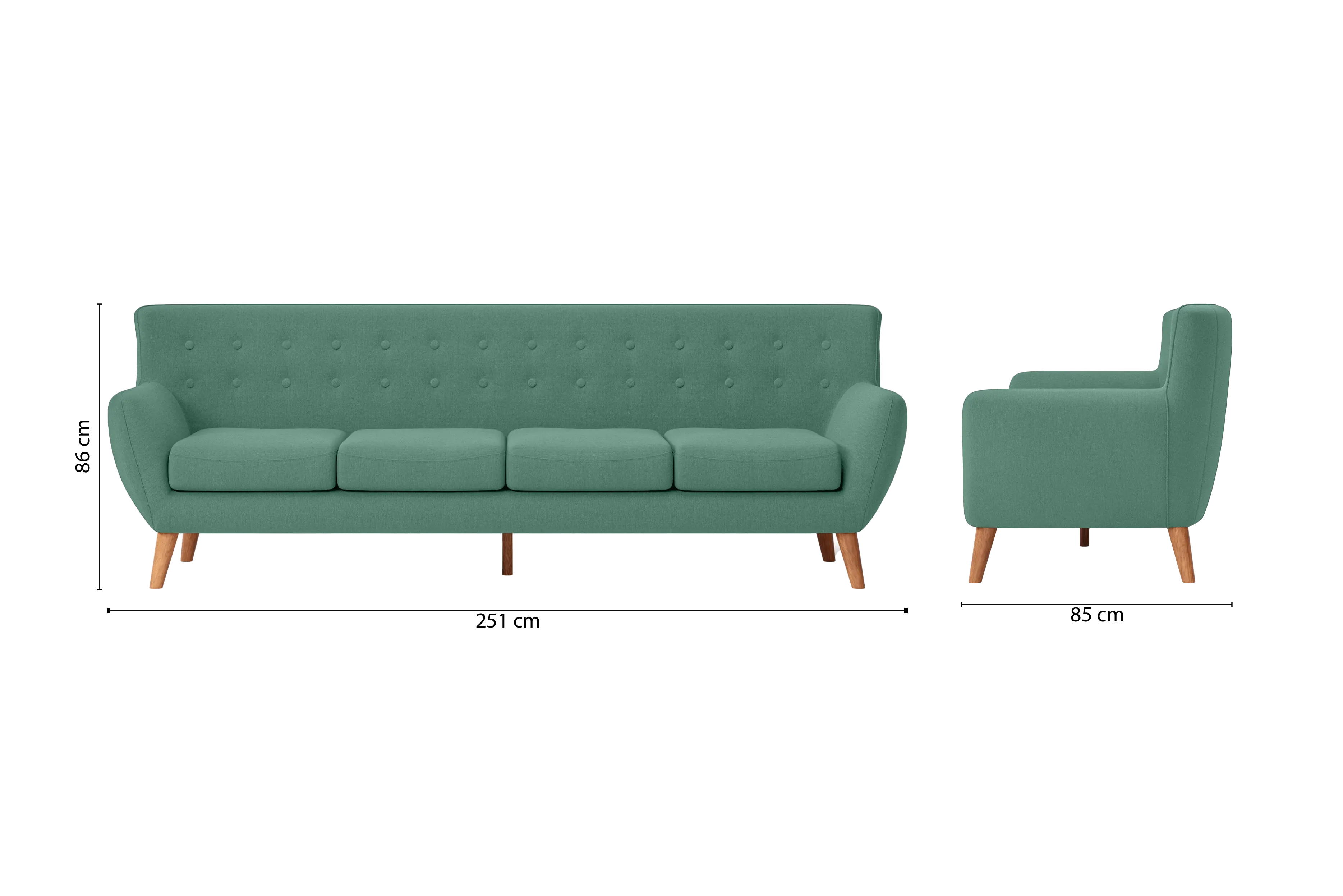 Casoria 4 Seater Sofa Mint Green Linen Fabric