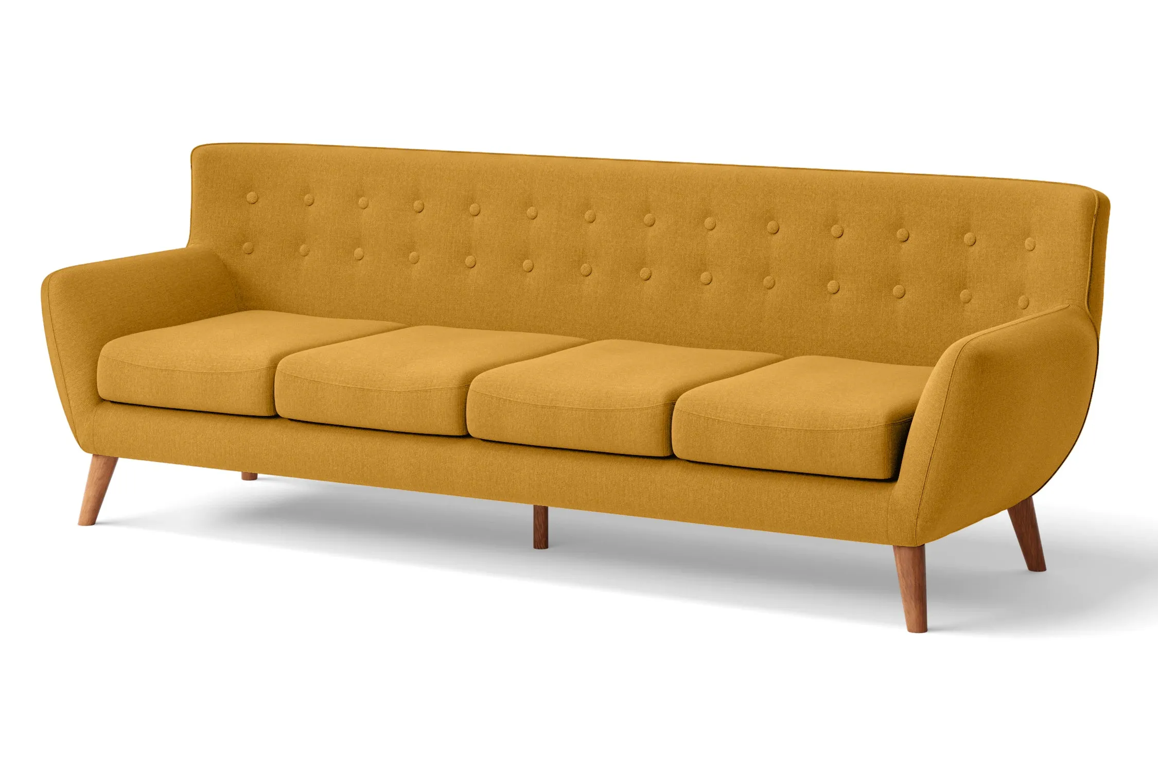 Casoria 4 Seater Sofa Yellow Linen Fabric