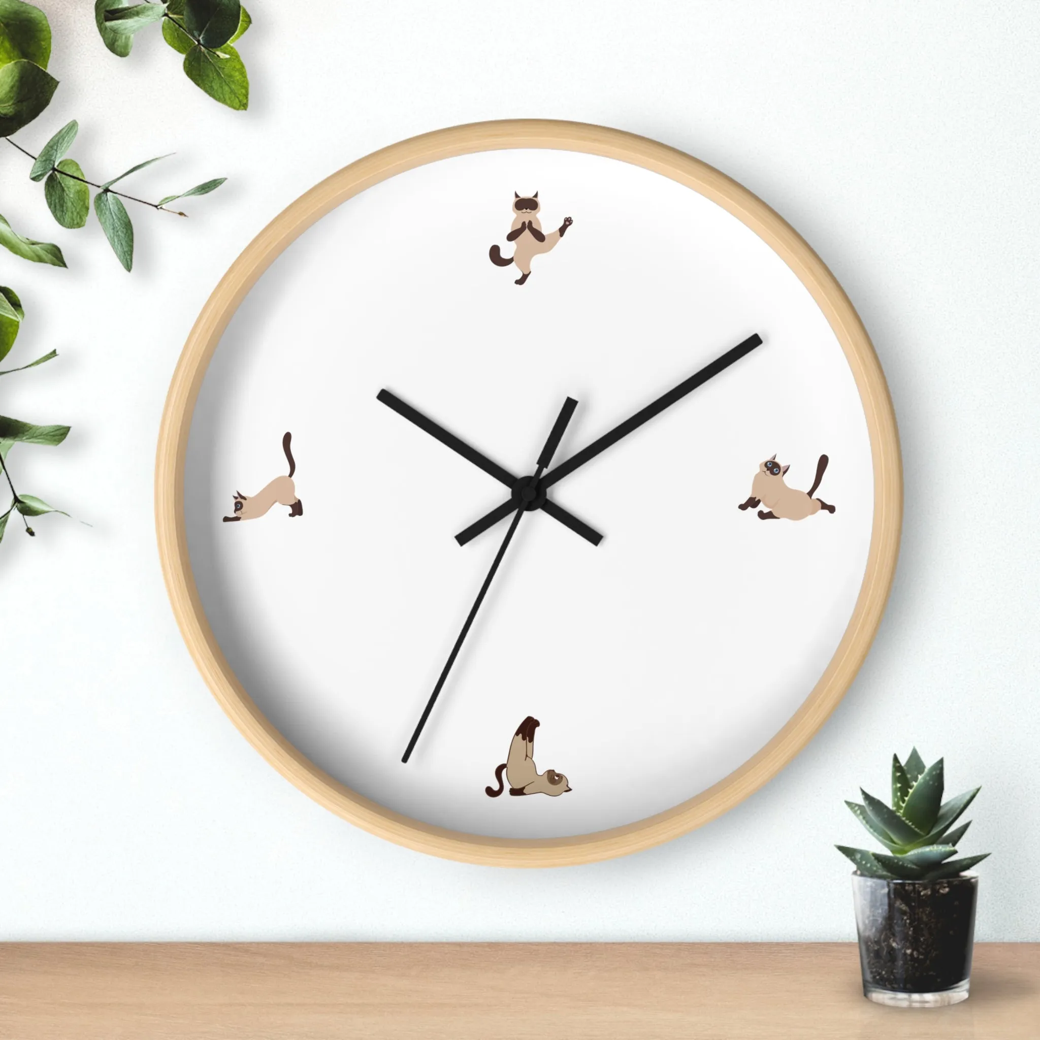 Cat Doing Yoga Wall clock