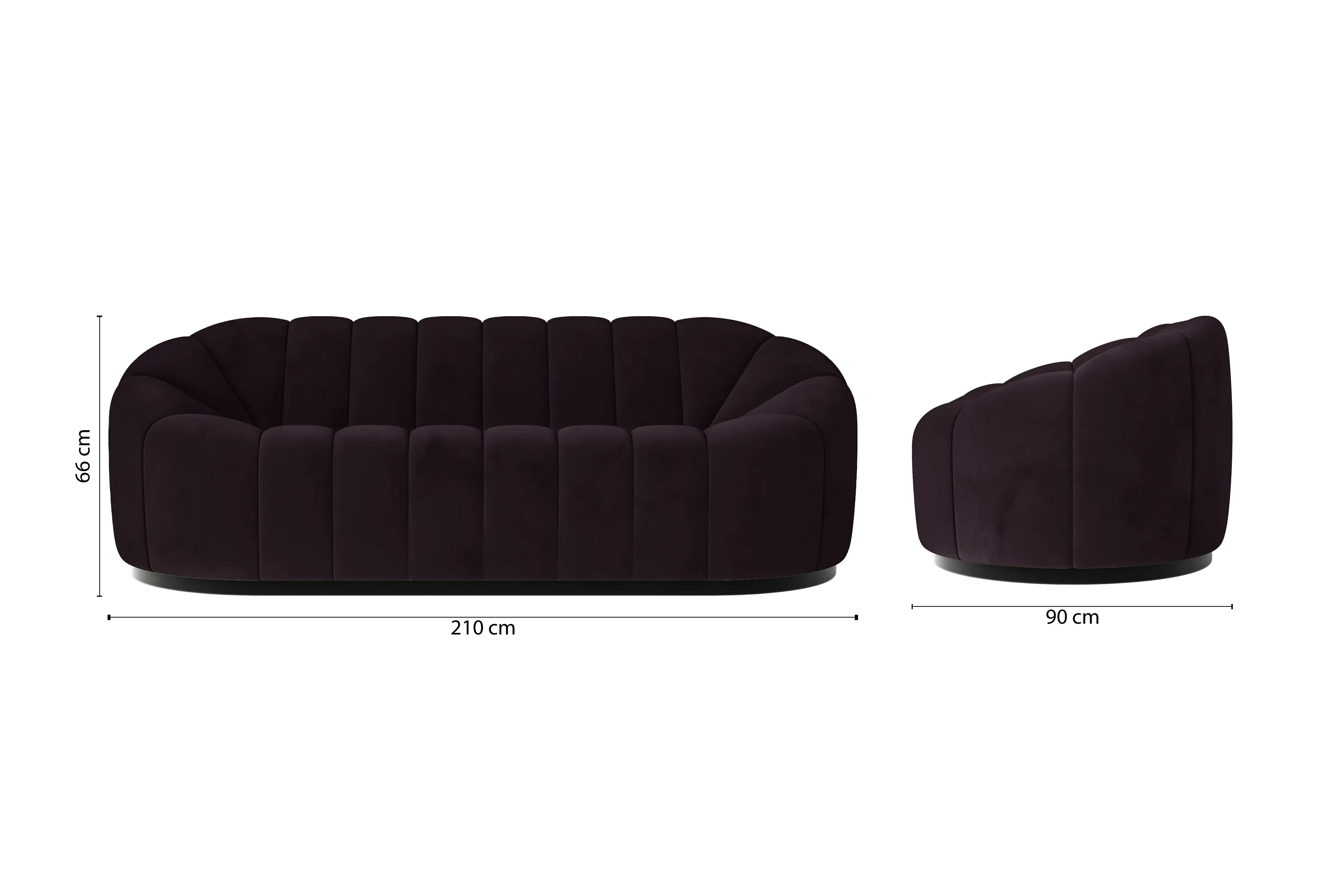 Columbia 3 Seater Sofa Purple Velvet