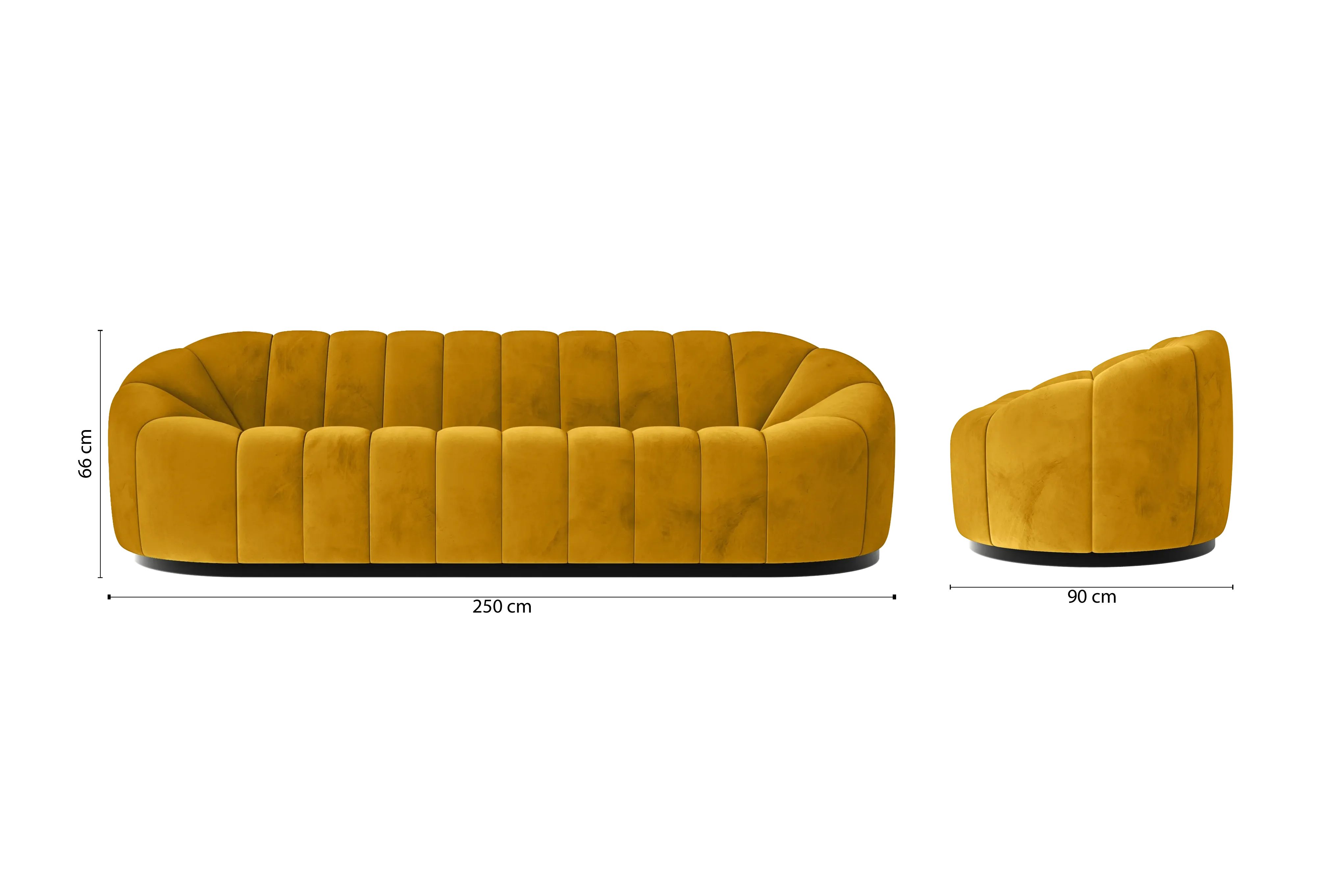 Columbia 4 Seater Sofa Yellow Velvet