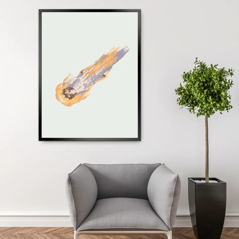 Comet Artwork INSTANT DOWNLOAD Art Print, Science Wall Art, Astronomy Poster, Space Poster, Comet Drawing, Neutral Wall Art