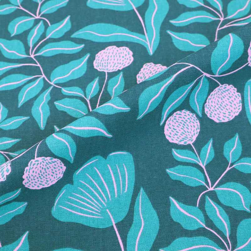 Cotton Canvas - Teal and Pink - Brambles