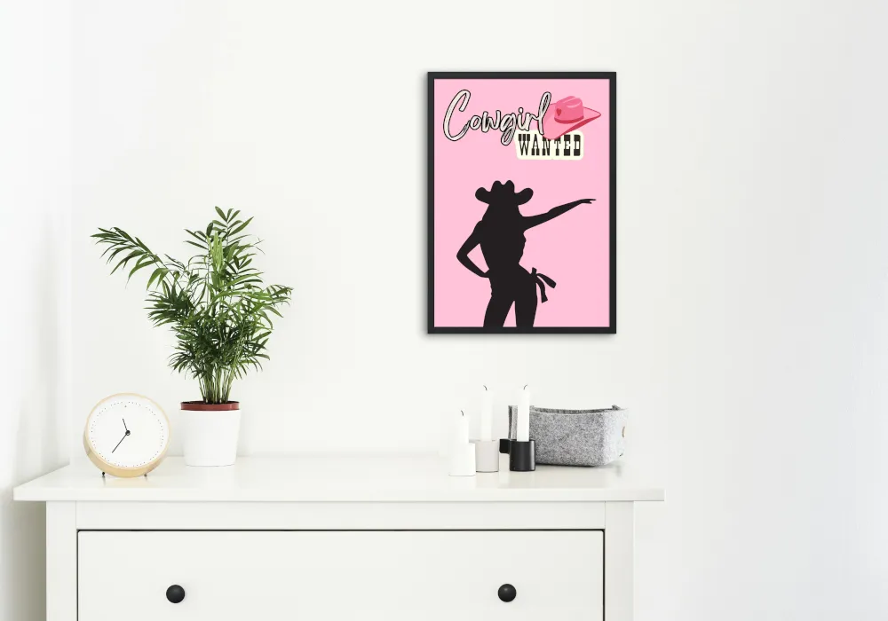 Cowgirl Wanted Pink Wall Art PRINTABLE ART, Pink Dorm Decor, Cowgirl Aesthetic, Cowgirl Art, Cowgirl Hat, Country Poster