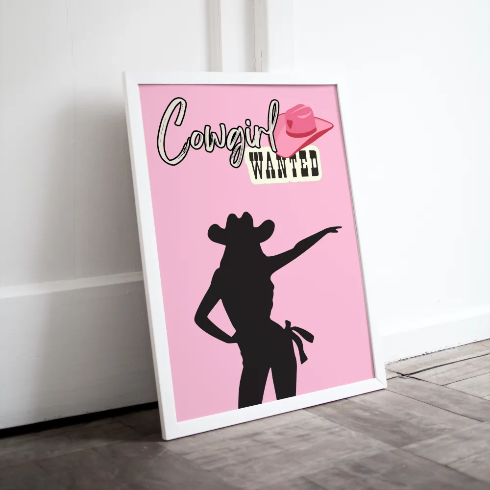 Cowgirl Wanted Pink Wall Art PRINTABLE ART, Pink Dorm Decor, Cowgirl Aesthetic, Cowgirl Art, Cowgirl Hat, Country Poster