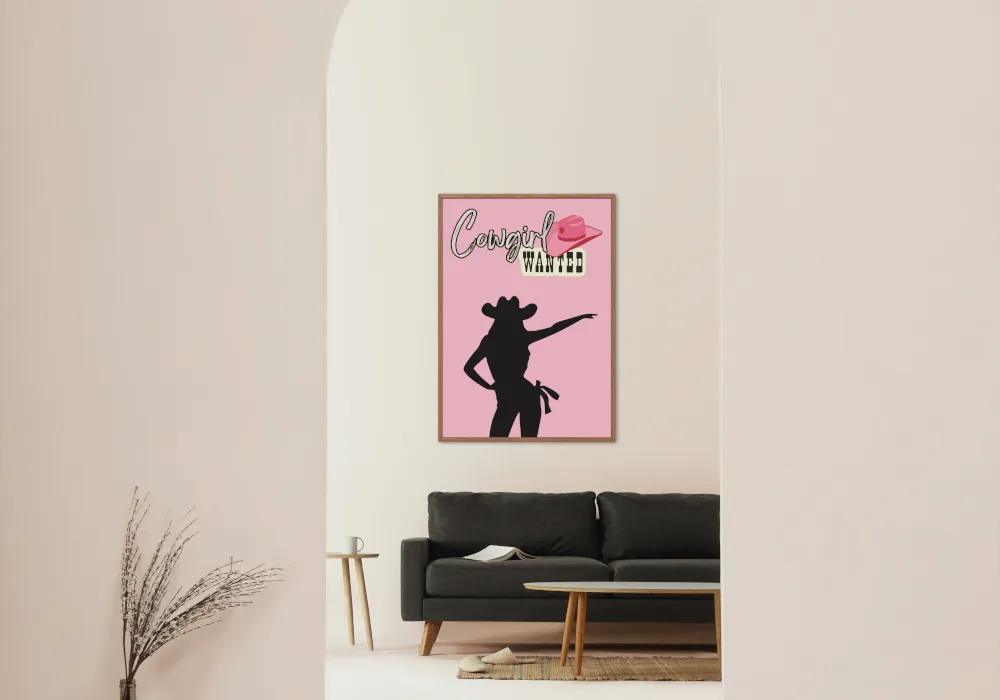 Cowgirl Wanted Pink Wall Art PRINTABLE ART, Pink Dorm Decor, Cowgirl Aesthetic, Cowgirl Art, Cowgirl Hat, Country Poster