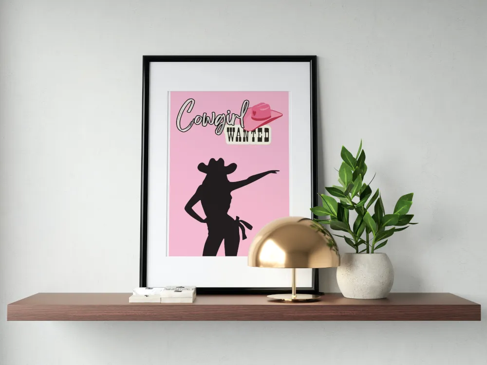 Cowgirl Wanted Pink Wall Art PRINTABLE ART, Pink Dorm Decor, Cowgirl Aesthetic, Cowgirl Art, Cowgirl Hat, Country Poster