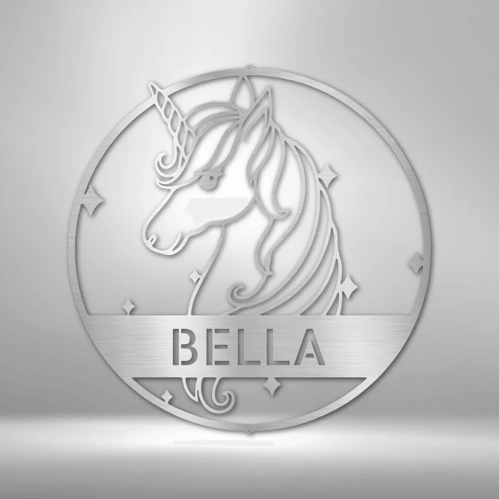 Cute Unicorn Monogram - Steel Sign