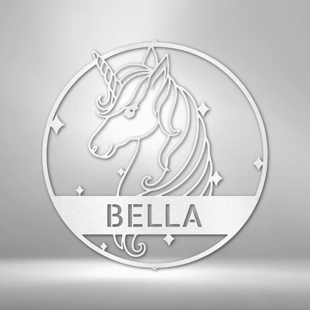 Cute Unicorn Monogram - Steel Sign