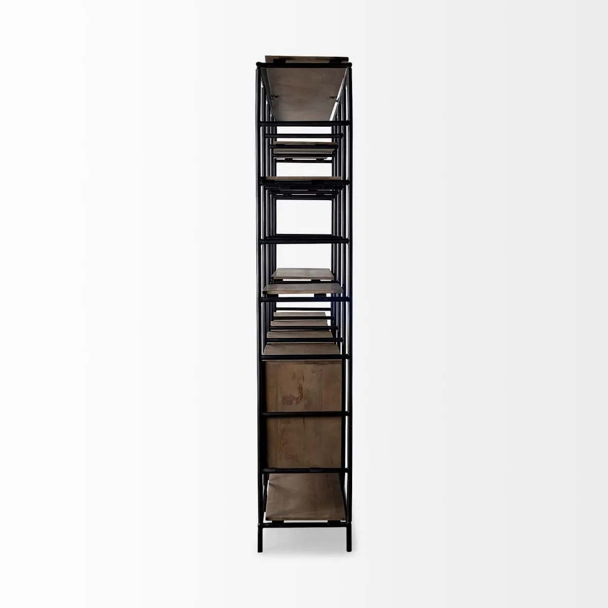 Darius Shelving Unit Brown Wood | Black Metal