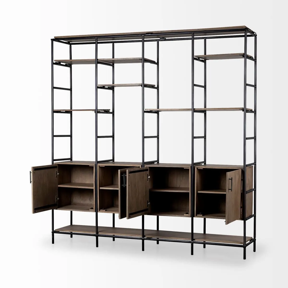 Darius Shelving Unit Brown Wood | Black Metal