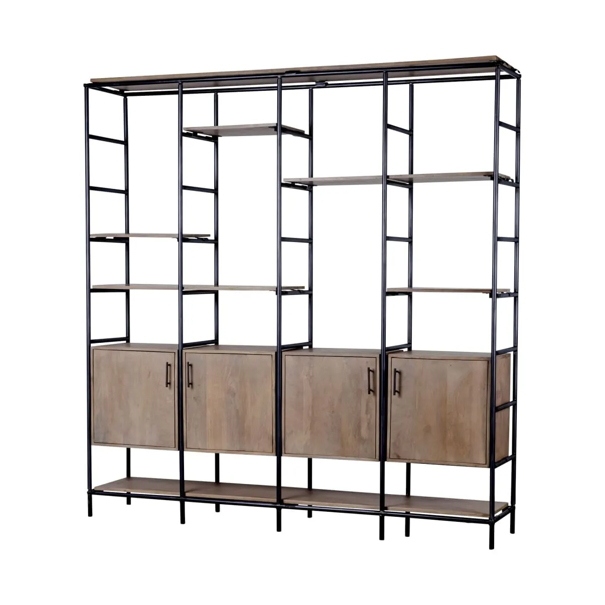 Darius Shelving Unit Brown Wood | Black Metal