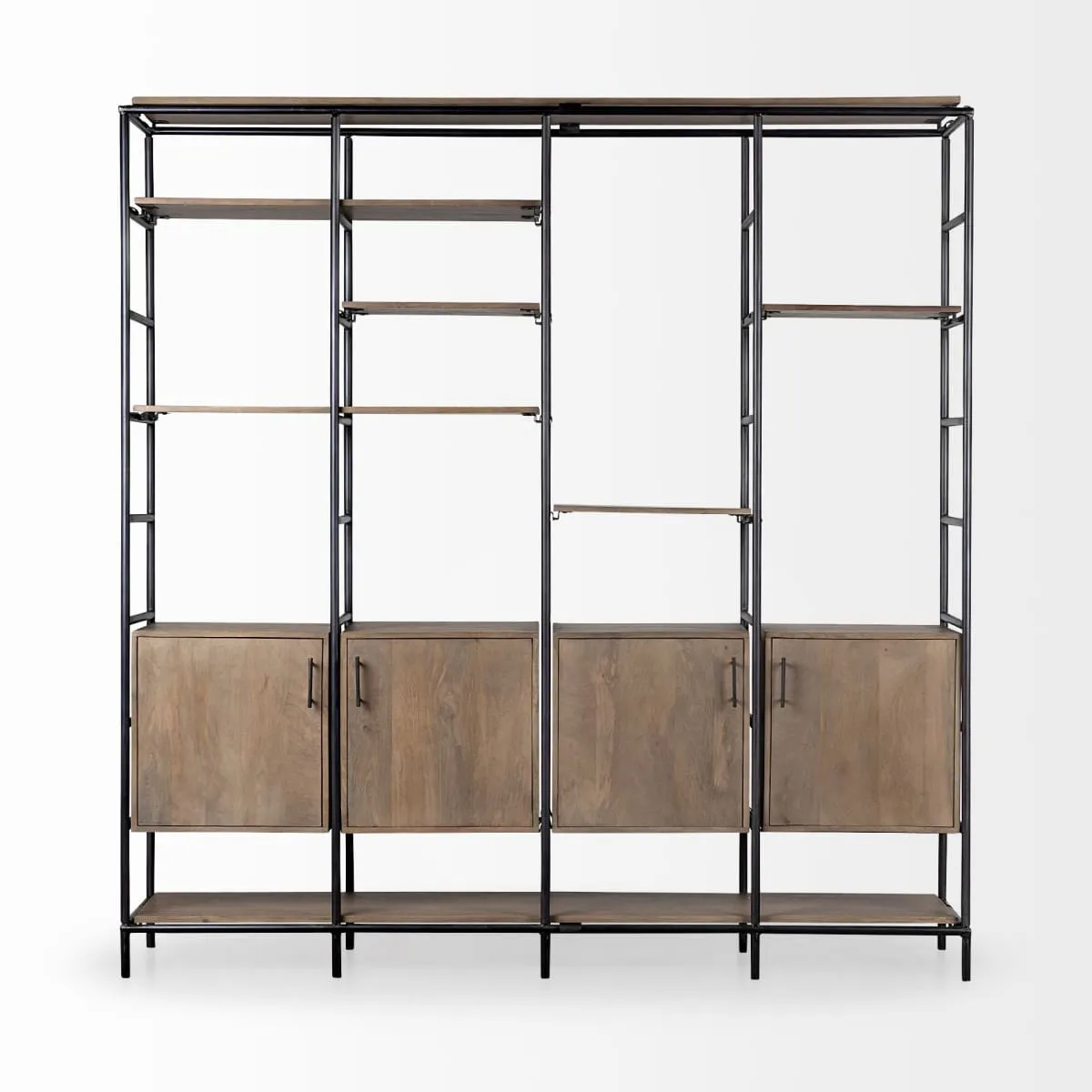 Darius Shelving Unit Brown Wood | Black Metal