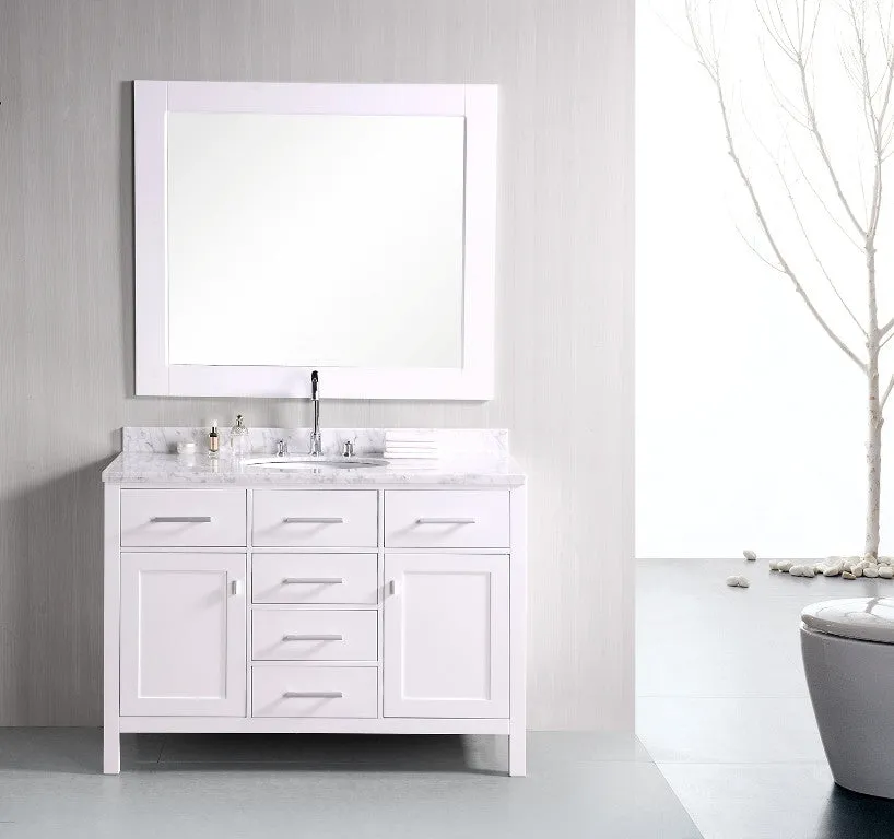 DESIGN ELEMENT London 48" Single Sink Vanity in Pearl White Finish