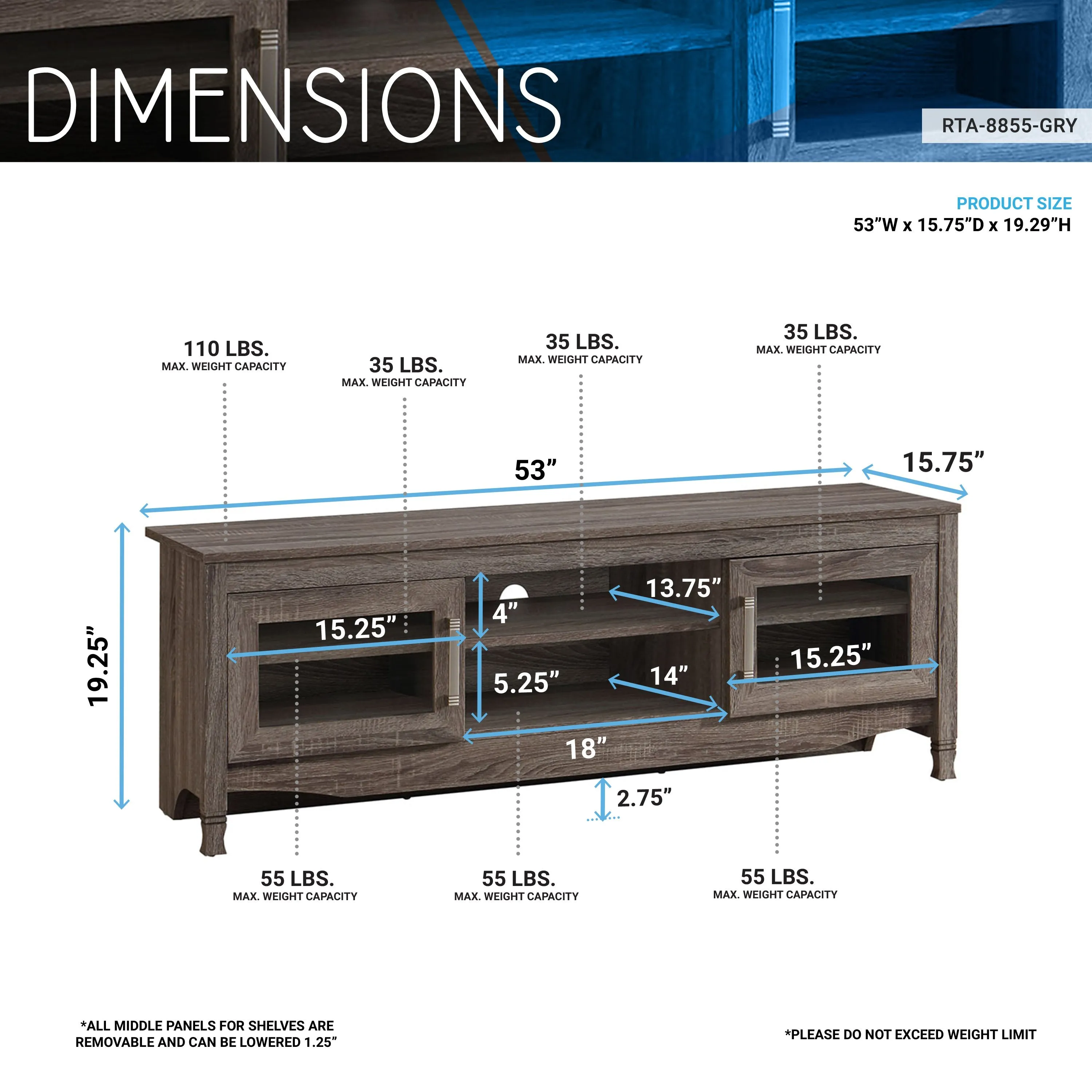 Driftwood (6-Shelves) Wood TV Stand