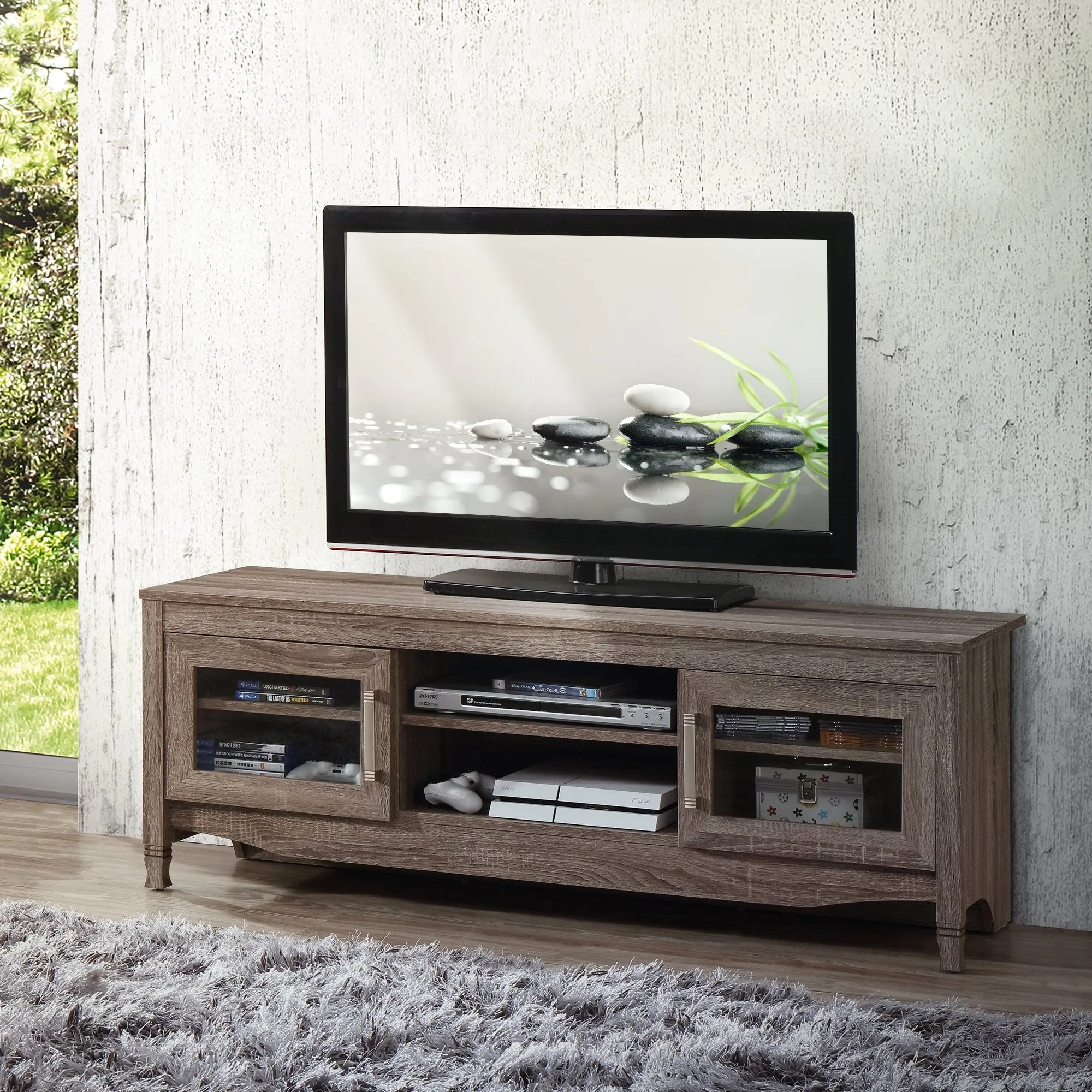 Driftwood (6-Shelves) Wood TV Stand