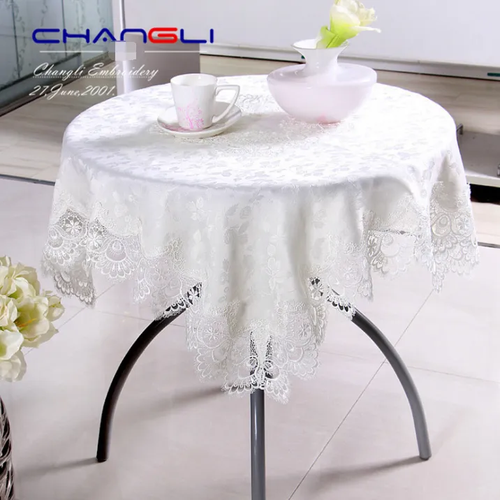 European fabric tablecloth tablecloth White cloth tablecloth tablecloth Lace round tablecloth cushion set