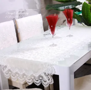 European fabric tablecloth tablecloth White cloth tablecloth tablecloth Lace round tablecloth cushion set