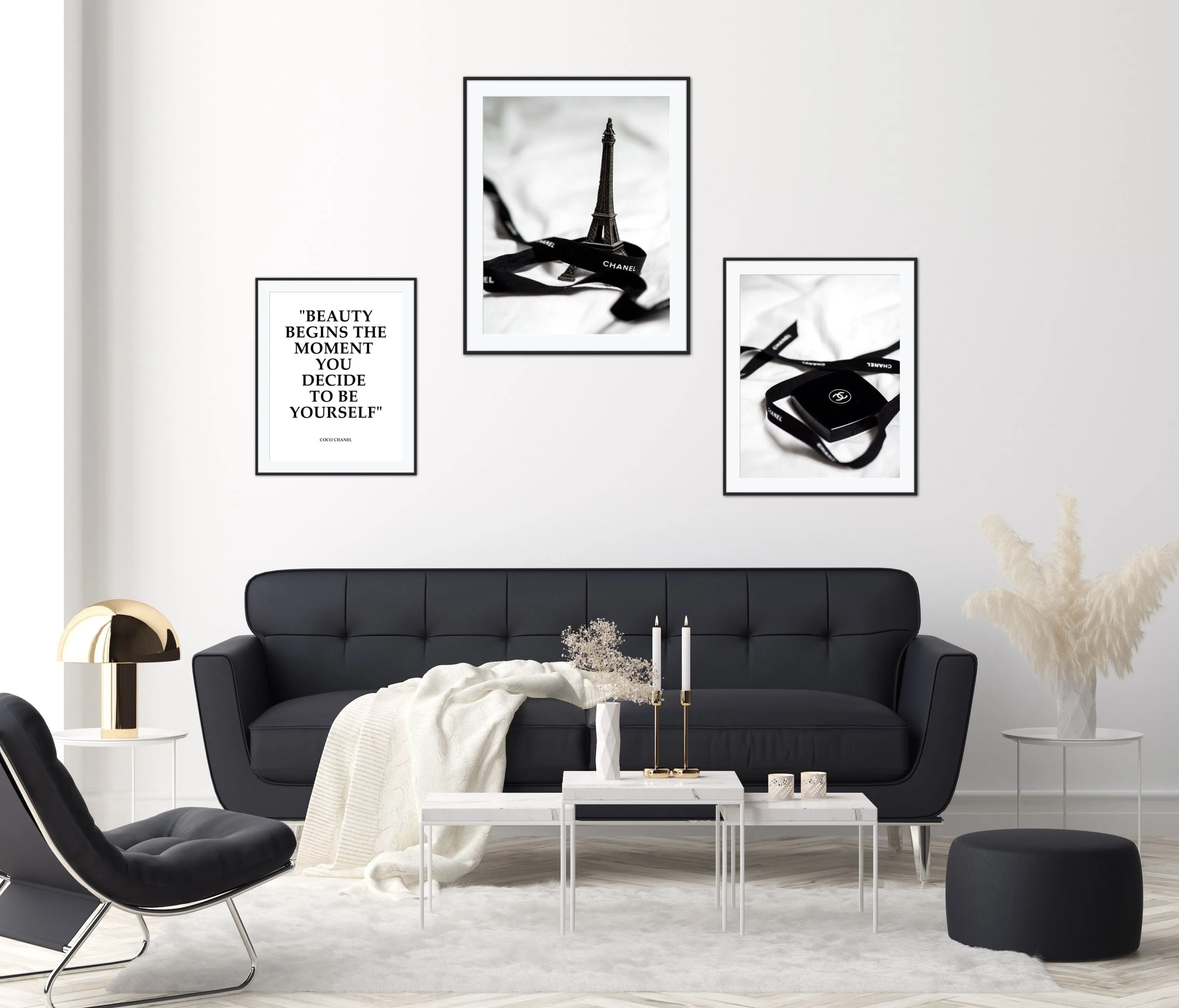 Fashion Wall Art Set Of 3 PRINTABLE ART, Luxury Fashion, Paris Wall Art, Fashion Quotes, Designer Poster Black & White, Glam Wall Art