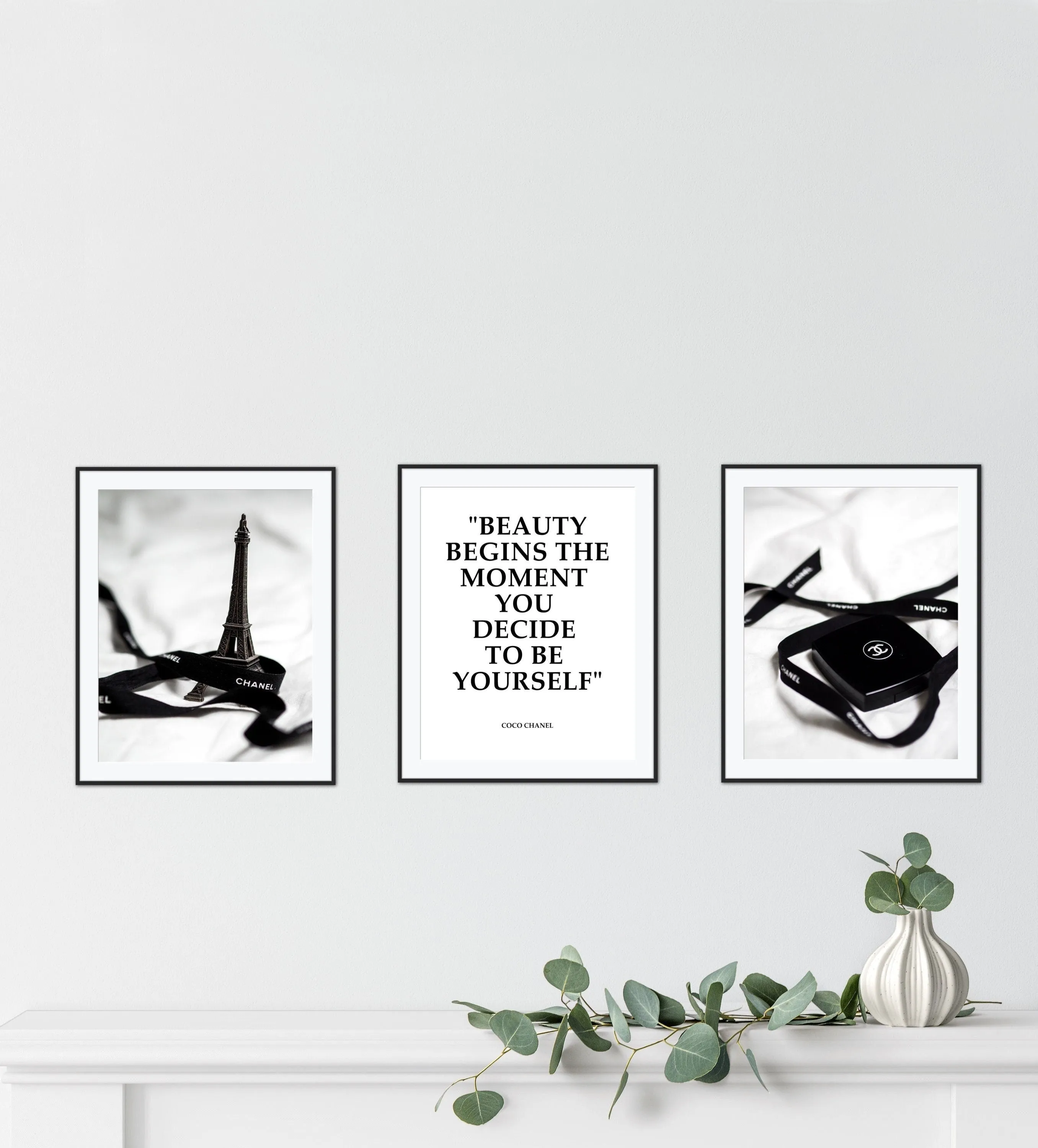 Fashion Wall Art Set Of 3 PRINTABLE ART, Luxury Fashion, Paris Wall Art, Fashion Quotes, Designer Poster Black & White, Glam Wall Art