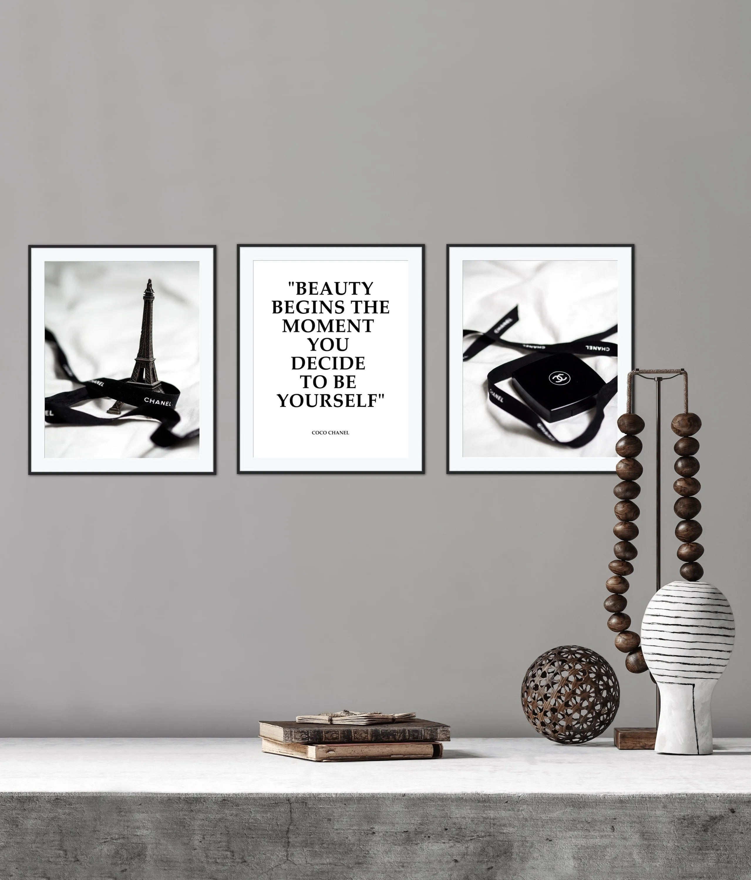 Fashion Wall Art Set Of 3 PRINTABLE ART, Luxury Fashion, Paris Wall Art, Fashion Quotes, Designer Poster Black & White, Glam Wall Art