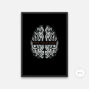 Free Your Mind PRINTABLE WALL ART, Indie Alternative Wall Art, Abstract Wall Art, Motivation Art, Anatomy Art, Brain Wall Art