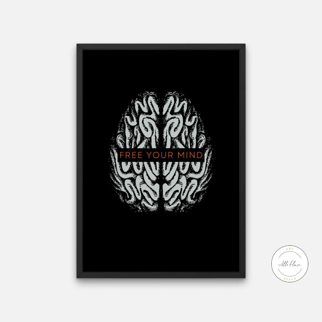 Free Your Mind PRINTABLE WALL ART, Indie Alternative Wall Art, Abstract Wall Art, Motivation Art, Anatomy Art, Brain Wall Art